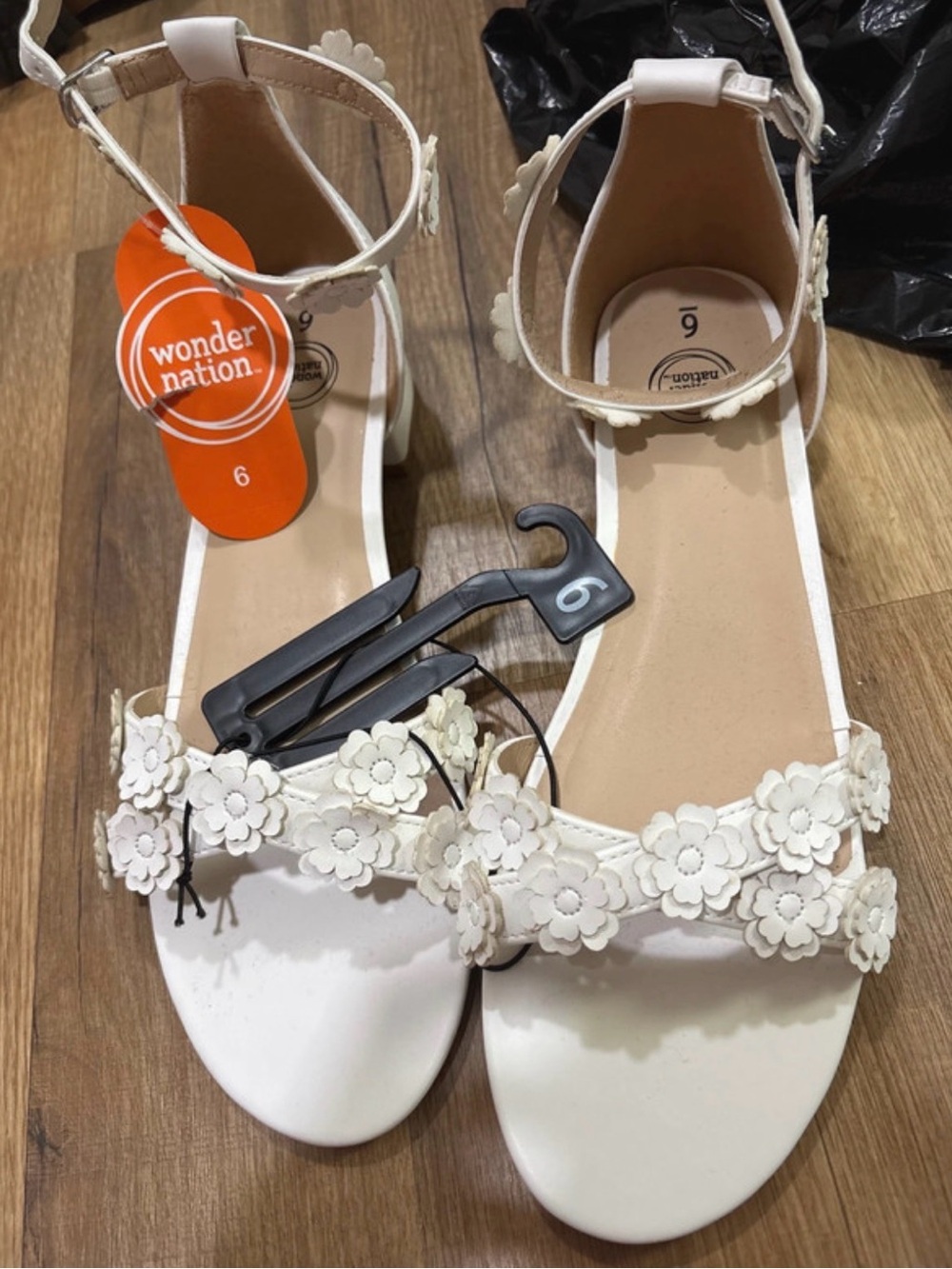wonder nation White Floral Ankle-Strap Sandals with Daisy Appliqués